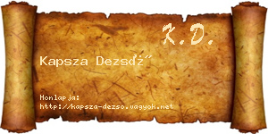 Kapsza Dezső névjegykártya