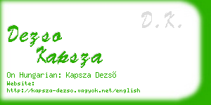dezso kapsza business card